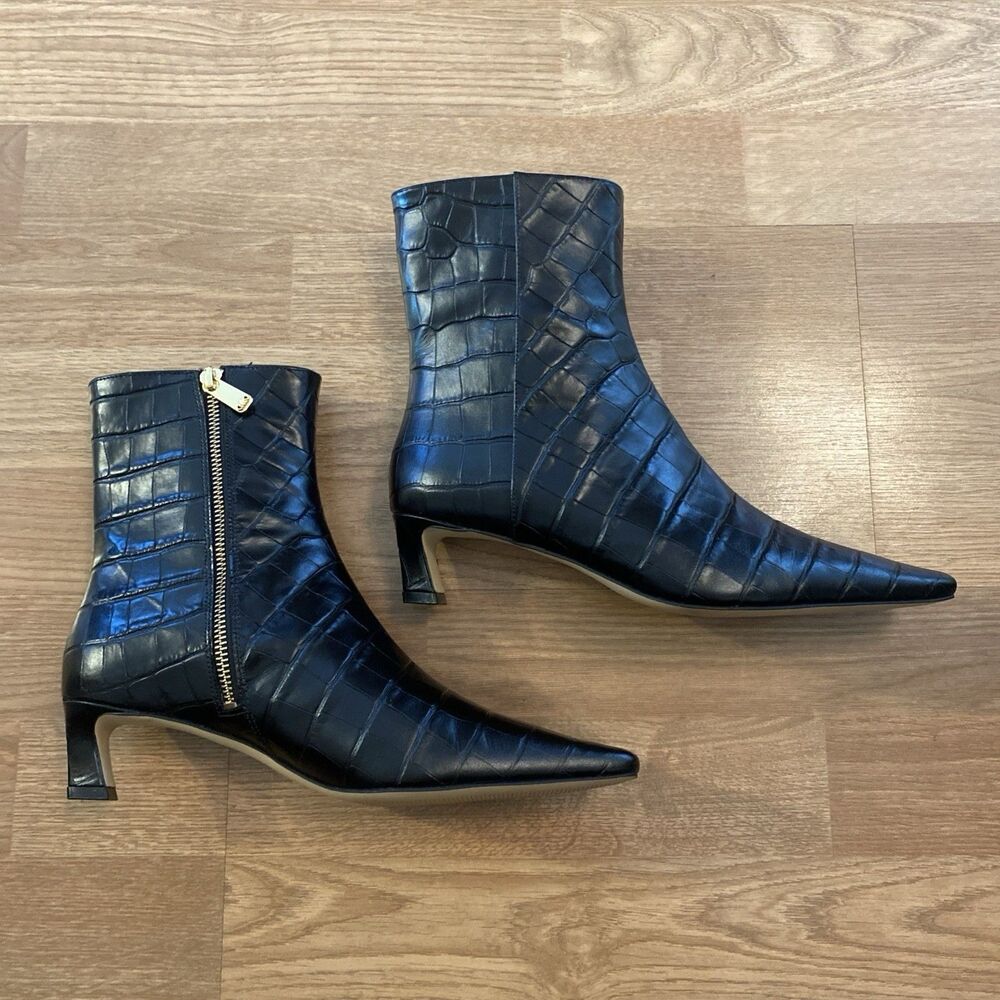 Michael Kors Womens Cosmo Croc-Embossed Kitten Heel Booties Black 6M New - Picture 6 of 10